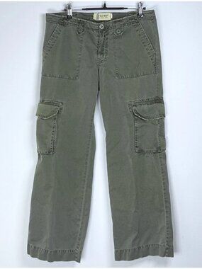 Y2K Vintage Olive Green Low Rise Cargo Utility Pants 8 Short Baggy Skater Grunge